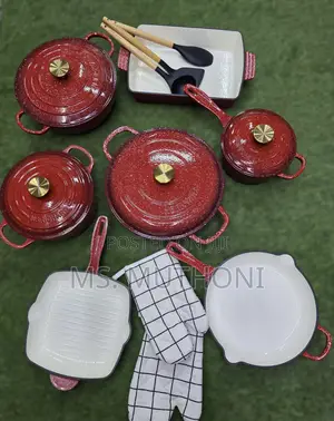 Red Speckled Enamel Cast Iron Cookware Set