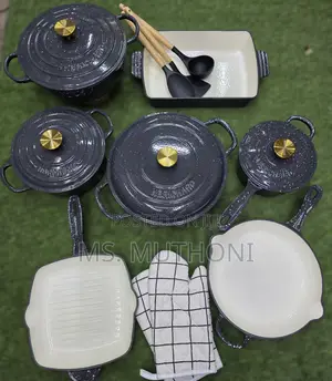 Grey Speckled 12 PCS Enamel Cast Iron Cooking Pots*
