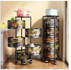 Round Fruit Rack With Wheels(In Good Condition)* *5 Tier