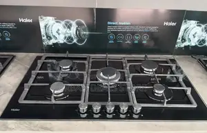 Haier 5-Burner Built-in Cooker – Premium 75cm Black Glass Gas Hob