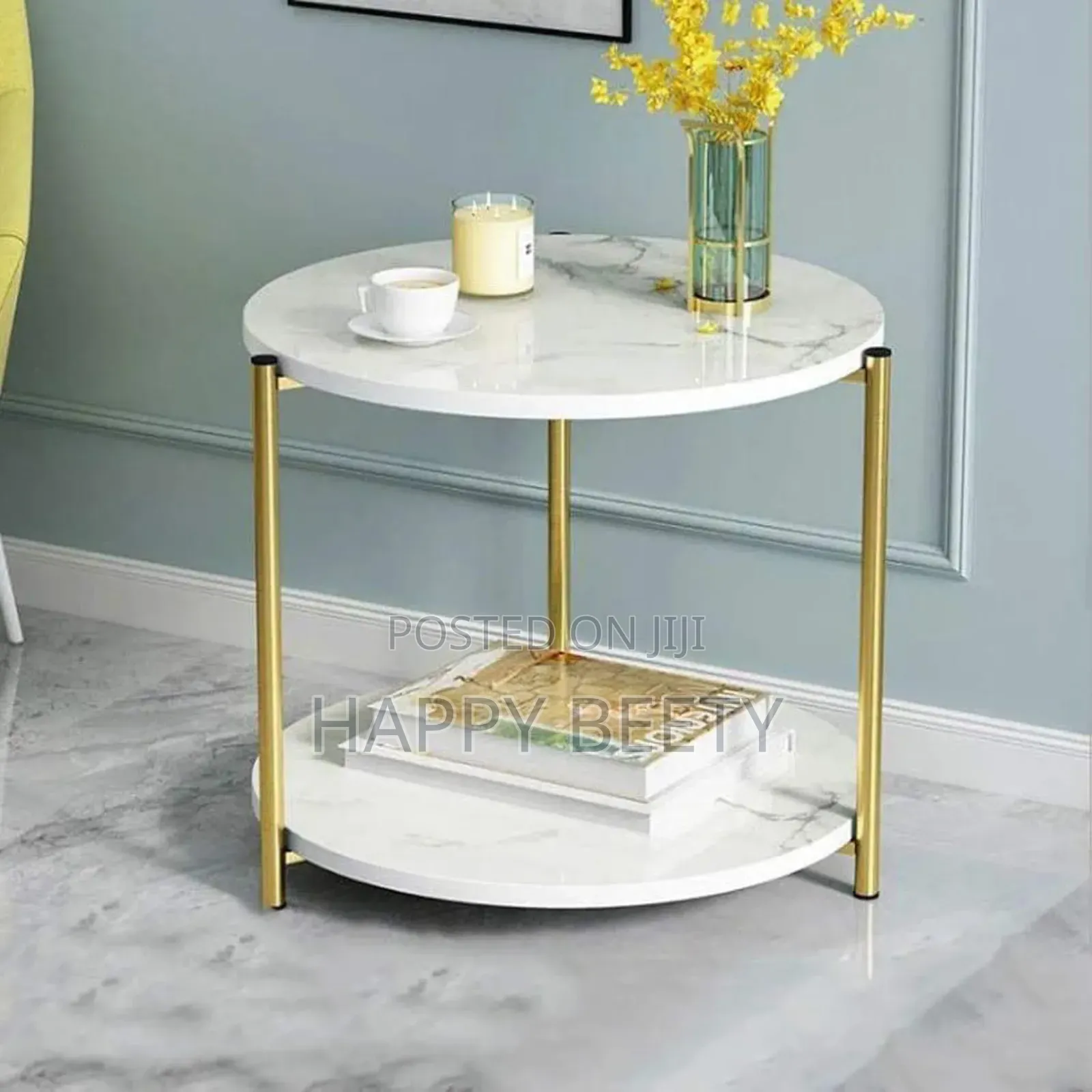 Glass Top Marble Textured Stool