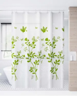 Floral White and Green Shower Curtains
