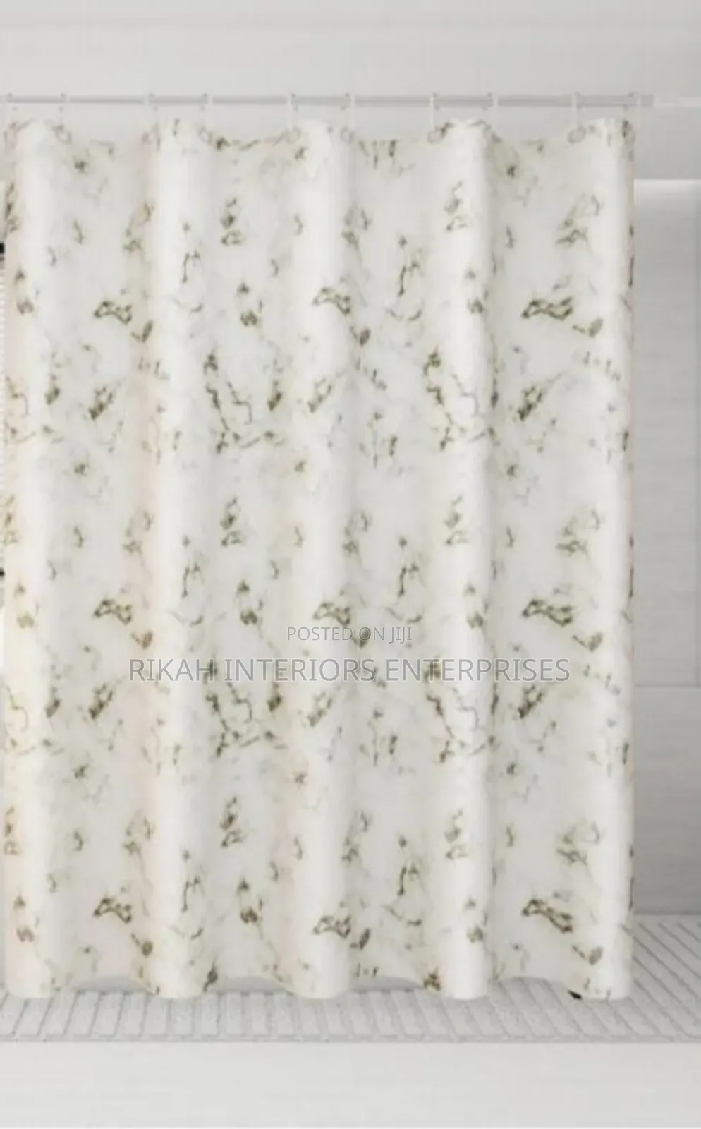 Marble White and Green Shower Curtains