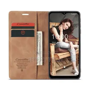 Ajulo Caseme Brown Leather Wallet Flip Case for Samsung Galaxy A12