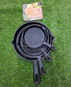 Available 4 - 1 Pre-Seasoned Cast Iron Ribbed Skillet Grill Pans