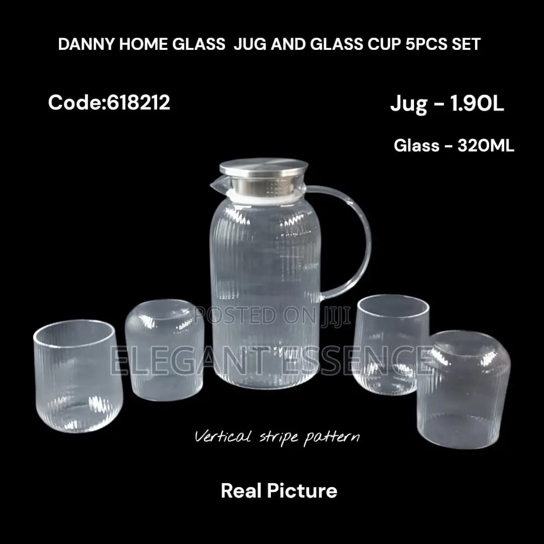 Home Glass Jug and 4 Glasses