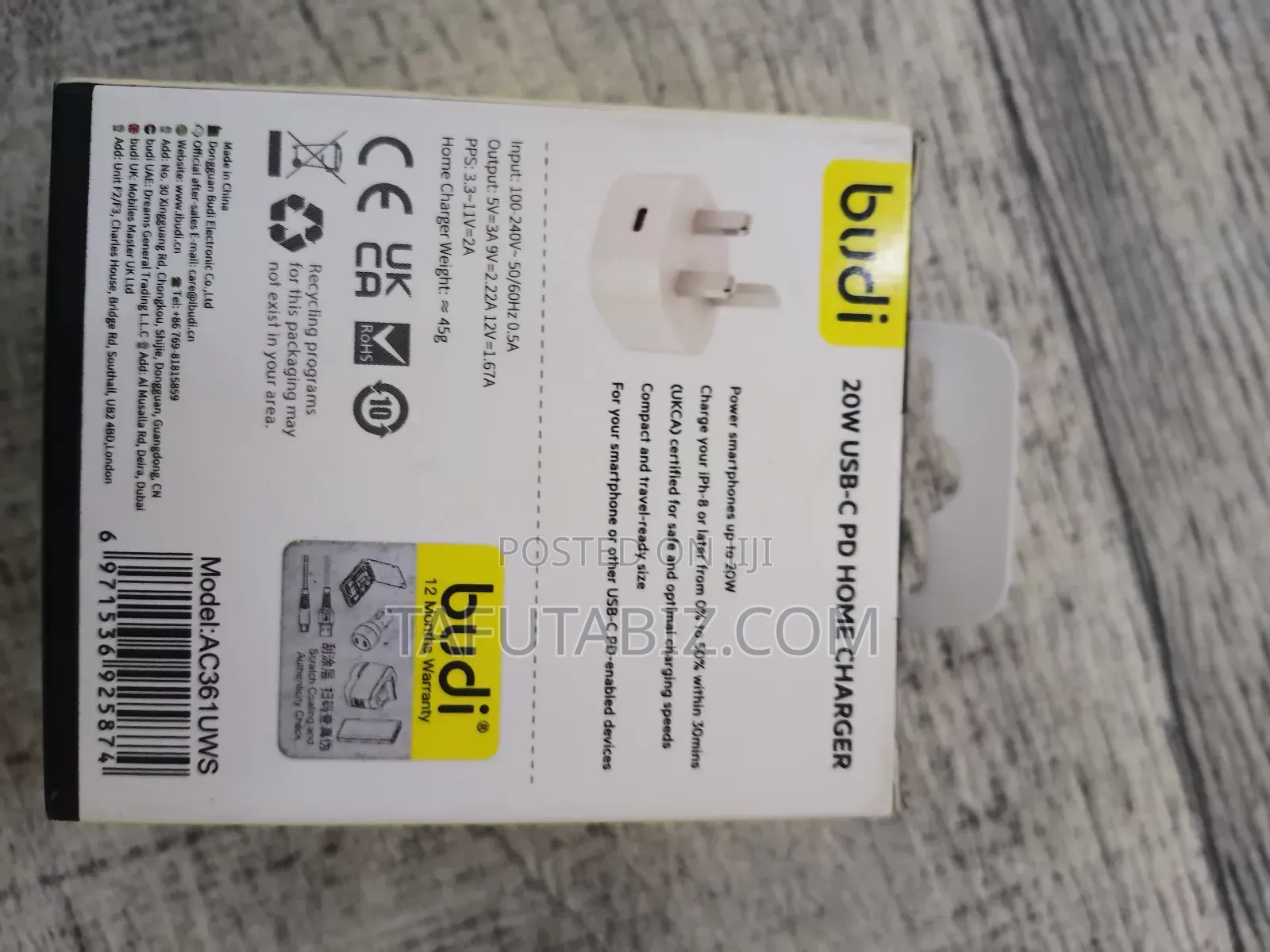 Budi 20w Usb- C Pd Home Charger.