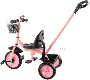 Pink Tricycle With Push Handle
