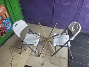 2 Seat Foldable Chair and Glass Table