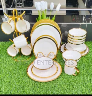 24 PCS Gold White Dinner Set