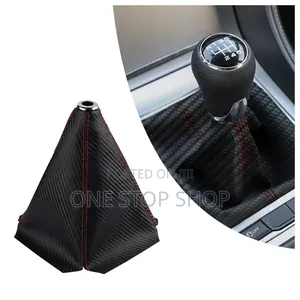 Black With Red Stitch Manual Shift Boot Synthetic Leather Boot Cover