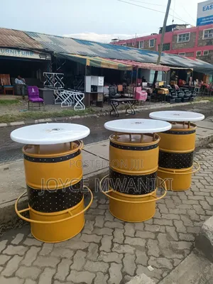 Bar High Drum Tables, With Wallpaper Deco