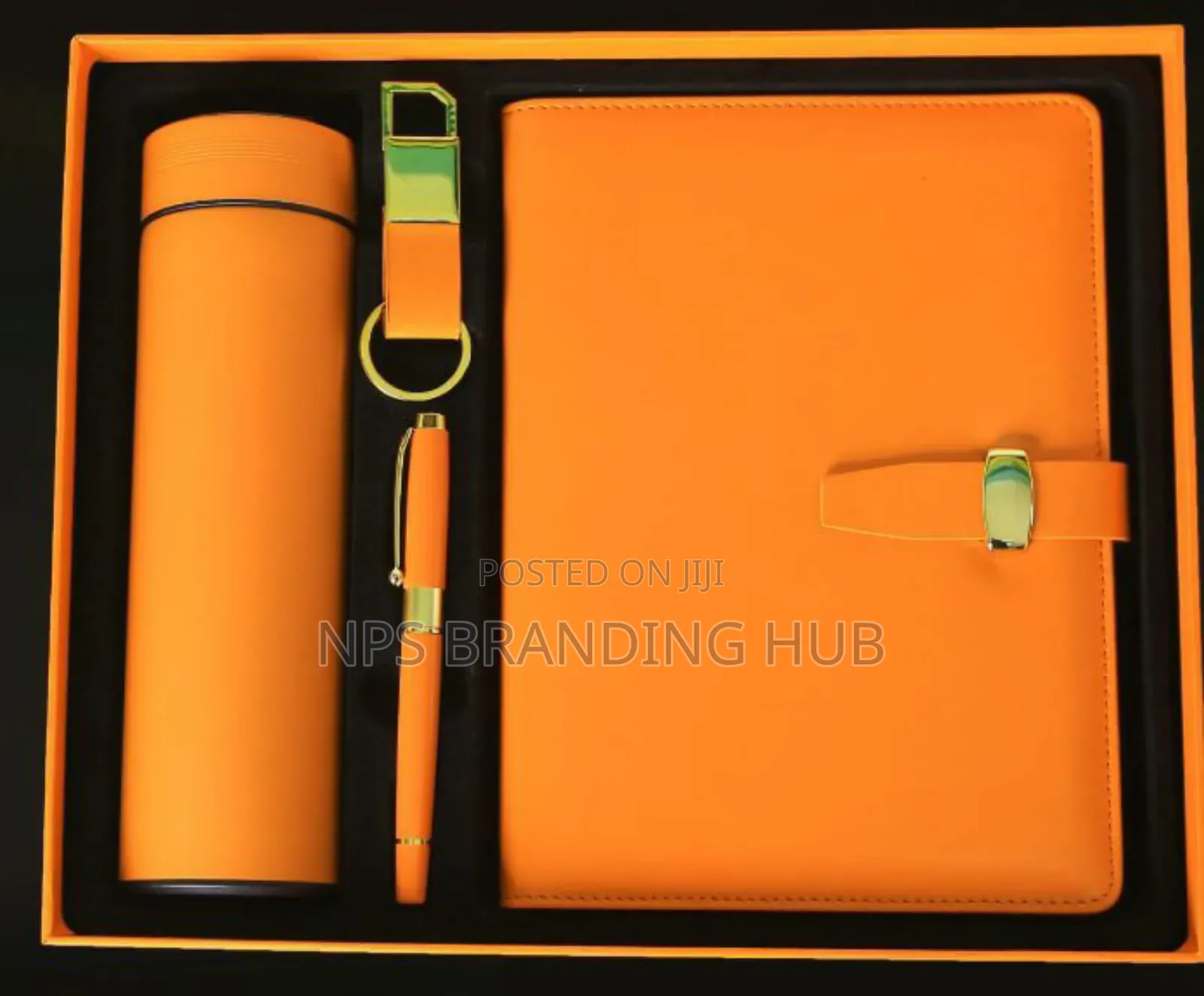 Notebook, A Thermal Flask With Temperature Display, Pen, Keyholder.