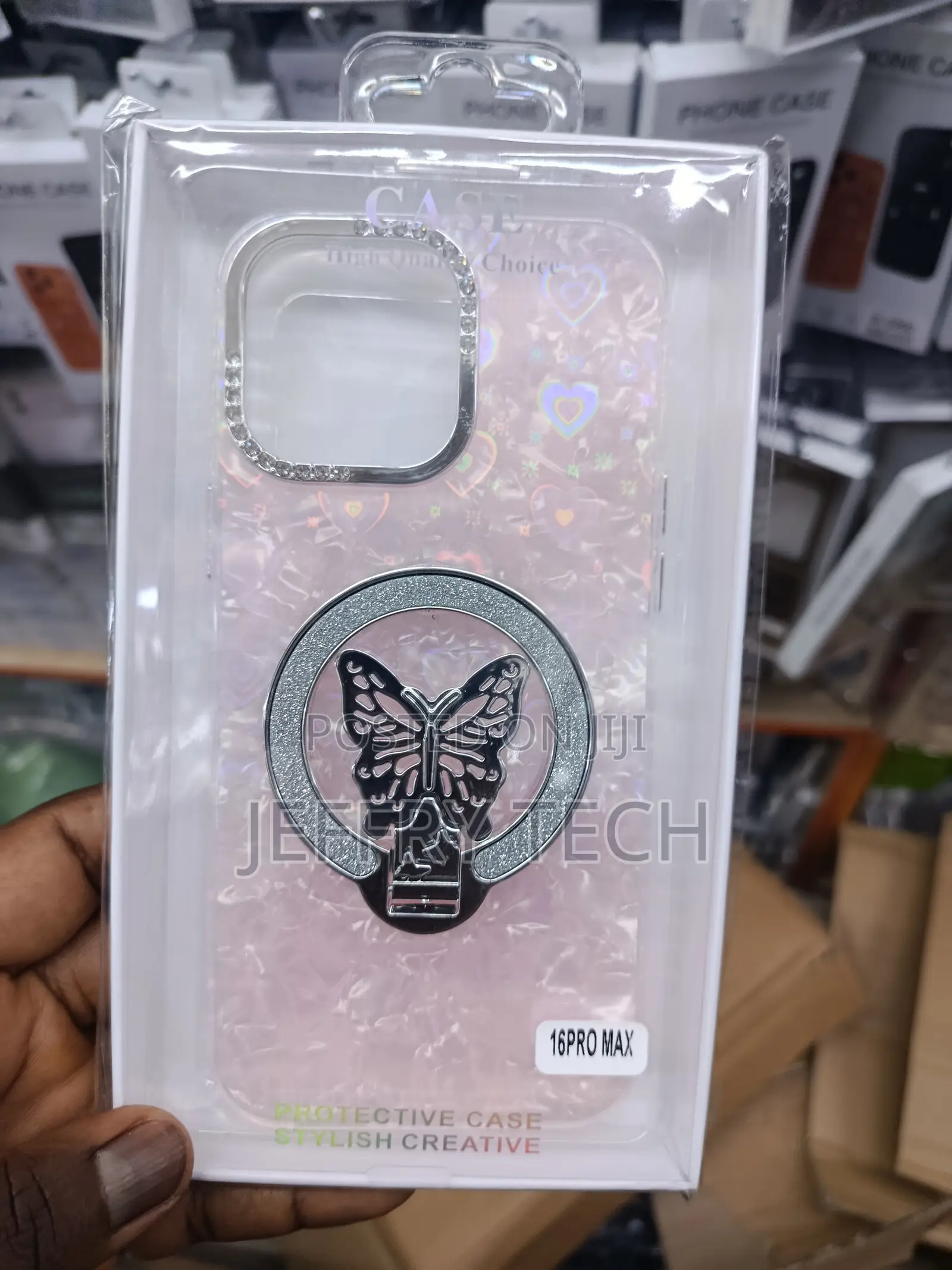 Ponrfekt iPhone 16 Pro Max Unique Butterfly Stand Glitter Case