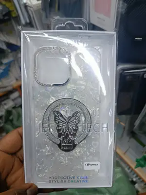 Shin iPhone 13 Pro Max Butterfly-Shaped Ring Holder Stand Glitter Case
