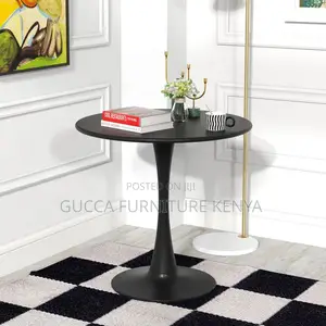 Round Black Marble Home Office Dining Table