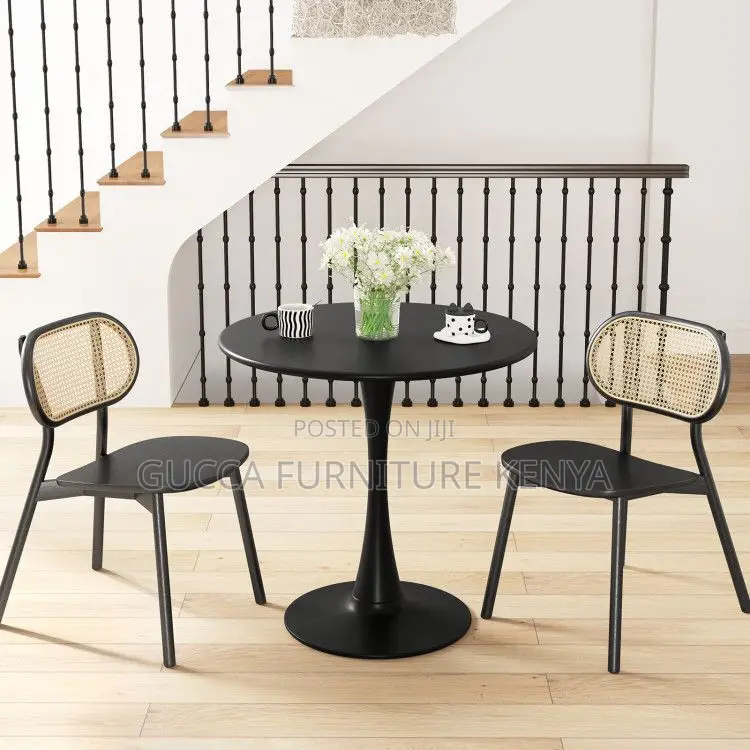 Round Black Marble Home Office Dining Table