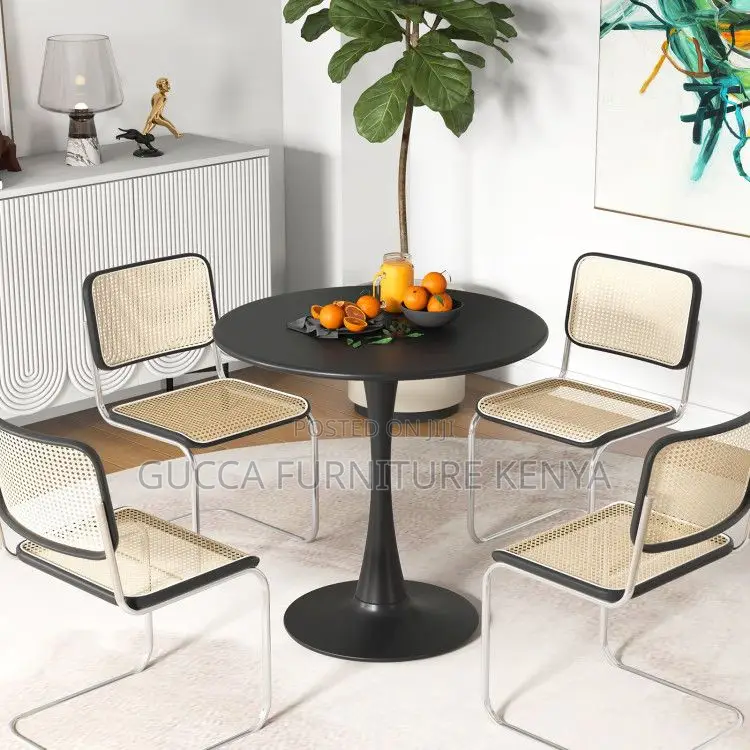Round Black Marble Home Office Dining Table