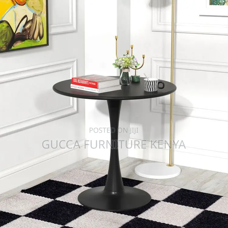 Round Black Marble Home Office Dining Table
