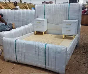 Bed Plus 2 Side Beds 5by6 White With Gold Legs _>[ 