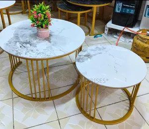 Modern 2-Piece Marble Nesting Coffee Table Set