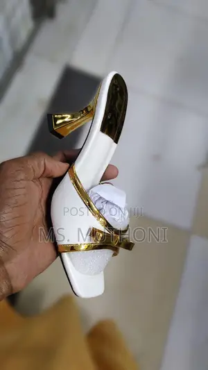 Gold Slip-on Heels Feature a Square-Toe Design 37-41