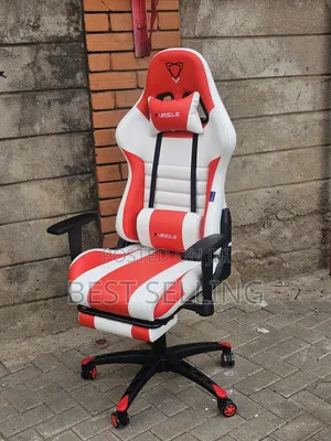Light Pink Gaming Chair With Footrest