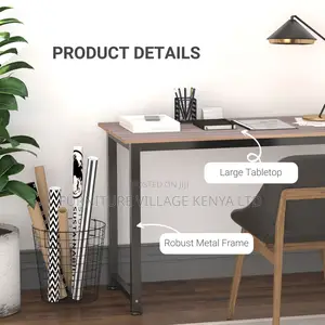 Office Table ; 1.2 Meter Brown Metallic Frame Study Office Table