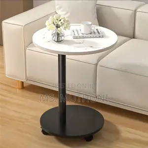 C-Shaped Side Table With a Faux Marble Top,