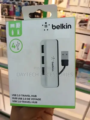 Belkin Travel 4-port Usb 2.0 Hub With Built-in Cable Management -white