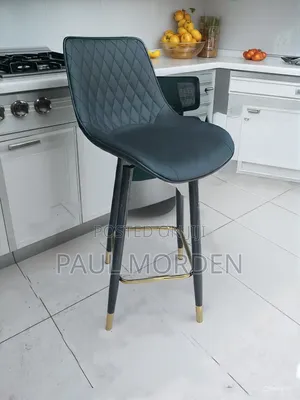 Leather Barstools With Hold-Accented Legs