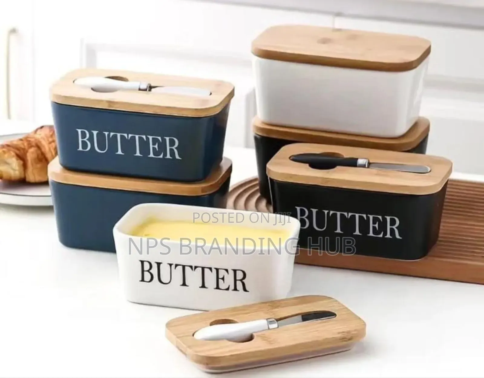 Butter Spread Kit Ceramic Container Spread Knife. Cs