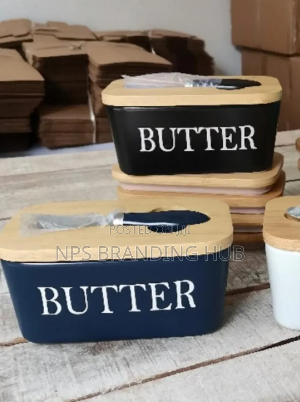 Butter Spread Kit Ceramic Container Spread Knife. Cs