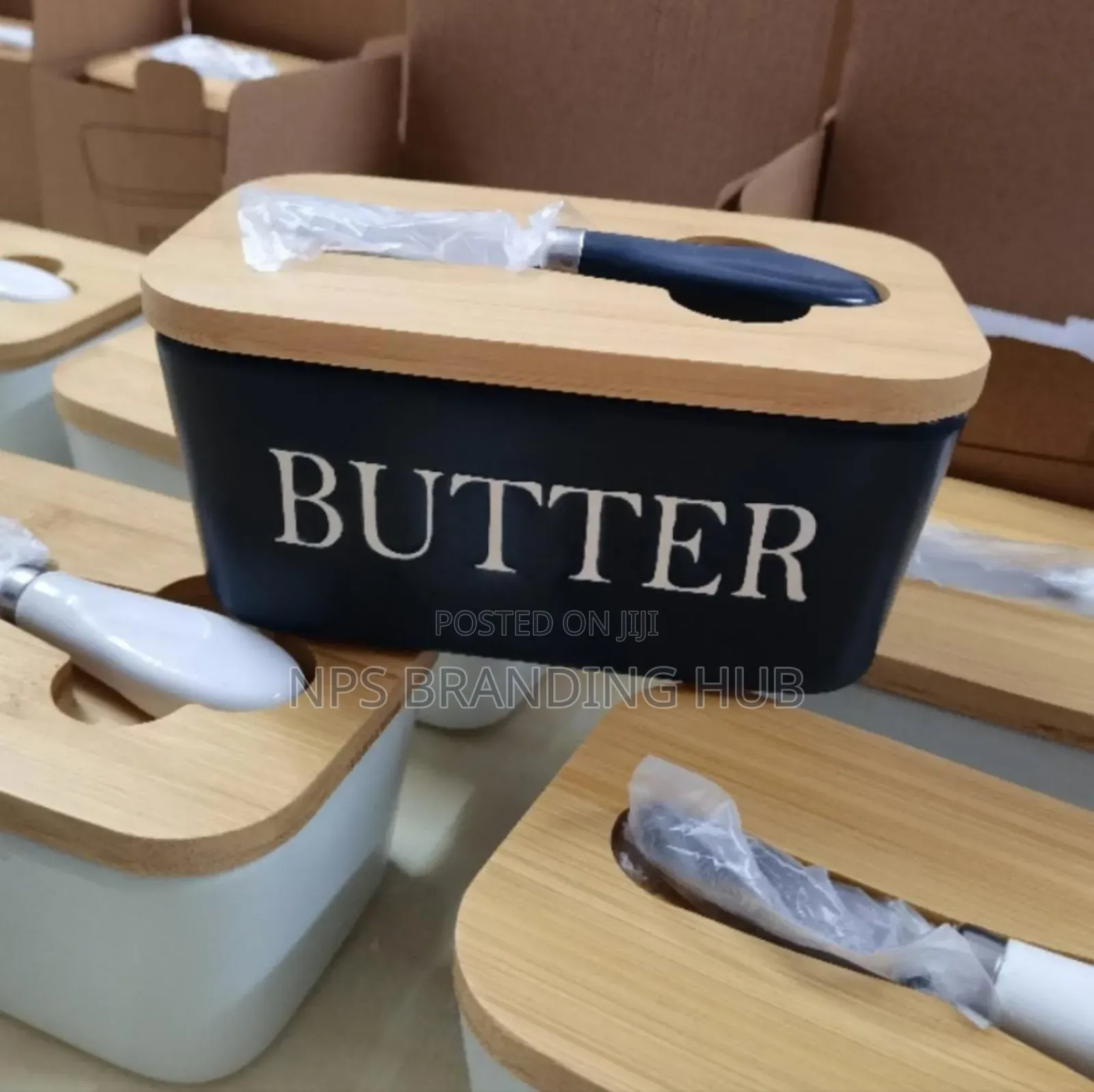 Butter Spread Kit Ceramic Container Spread Knife. Cs