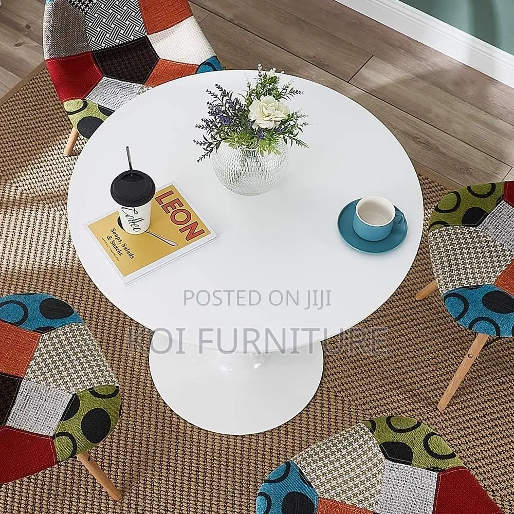 Coffee Table; Sleek Round Marble Coffee Table