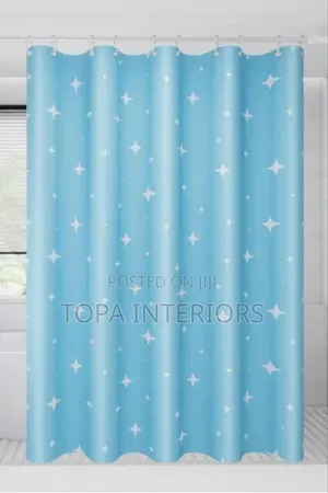 Waterproof Drapery Bathroom Blue Shower Curtains