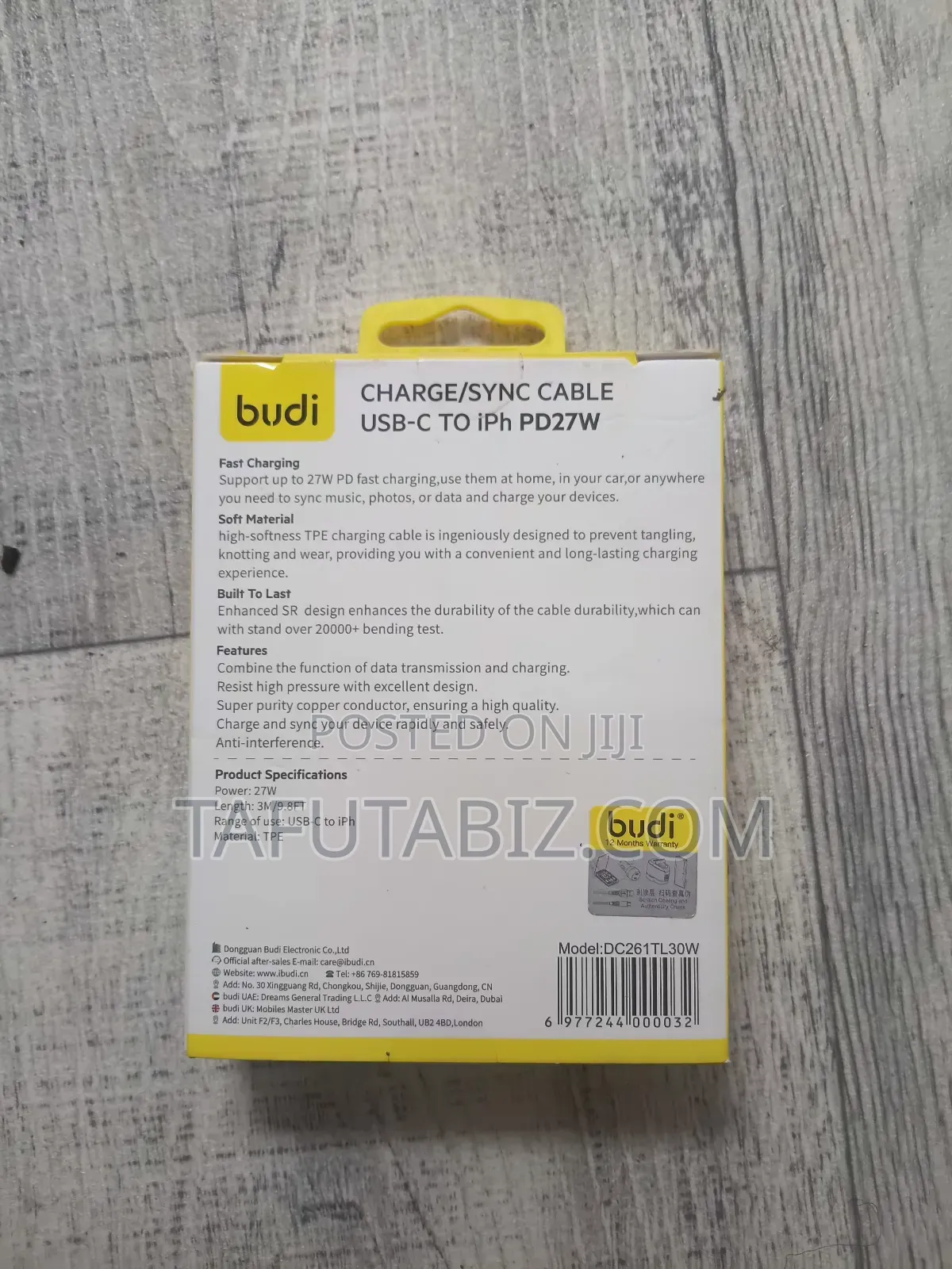 Budi Fast Charging/ Sync Cable Usb-C to Iph Pd22w