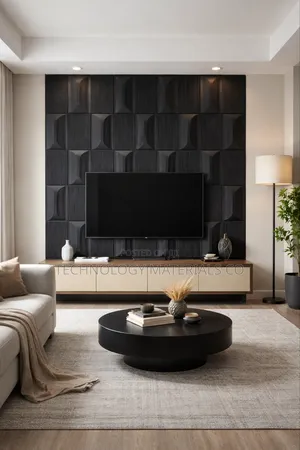 Modern 3d Black Pu Stone Wall Panels – Decorative Accent Wall Cladding