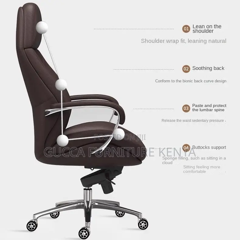 Brown Adjustable Executive Leather Office Chair