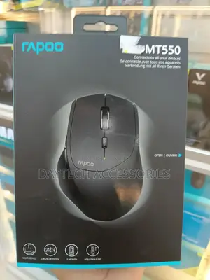 This Is a Rapoo Mt550 Multi-Mode Wireless Mouse.