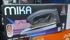 Mika Pro Glide Ceramic Soleplate Dry Iron Box, Black Grey