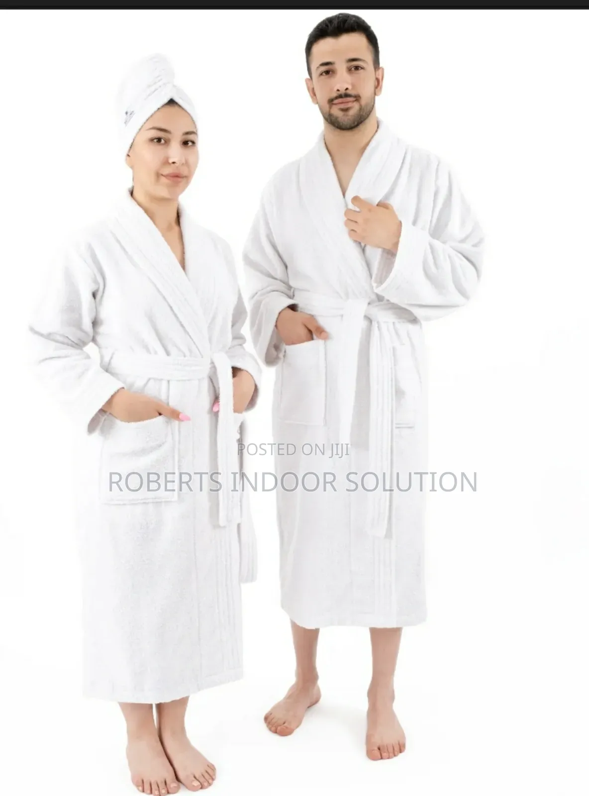 Unisex Cotton Bathrobes – White Colored