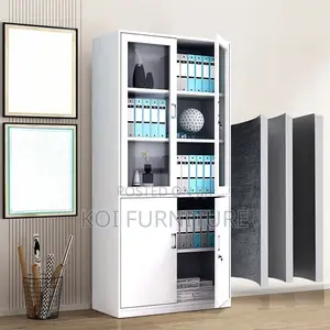 Office Cabinet; Two Doors Steel Grey Vertical Filing Cabinet