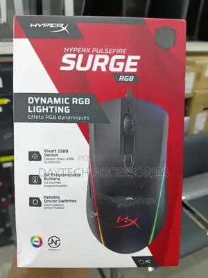 Hyperx Pulsefire Surge Wired Optical Gaming Mouse With RGB Lighting.