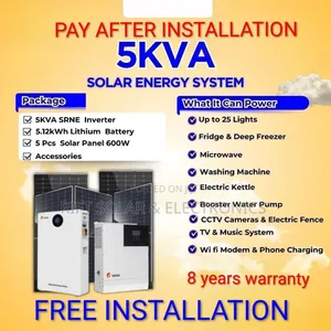 5kw Hybrid Inverter - 5.12kwh Lithium Battery - (5 )600w Solar Package