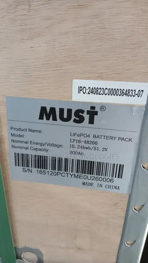 10.24kwh 51.2v 200ah Must Lifepo4 Lithium Battery