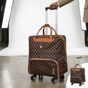 4-Wheel Checkered Pilot Case Travel Suitcase - Cabin Size Luggage