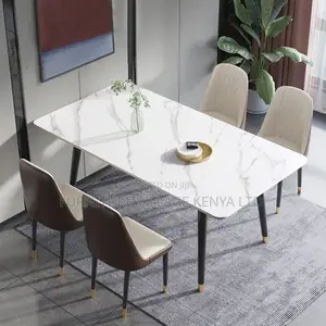 Dining Set; 4-Seater Marble 4 Legs Home Dining Set