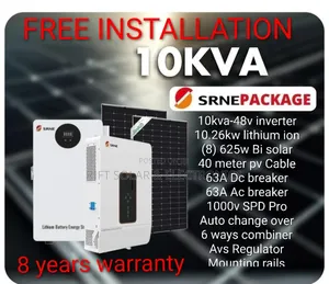 10kva Hybrid Inverter - 10kwh Lithium Battery - (8)625w Solar Offgrid