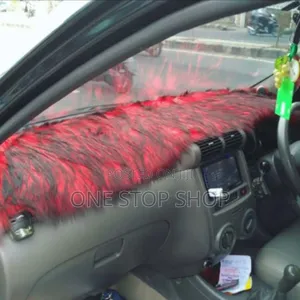 Car Fitted With Red Classy Dashboard Fluffy Cover